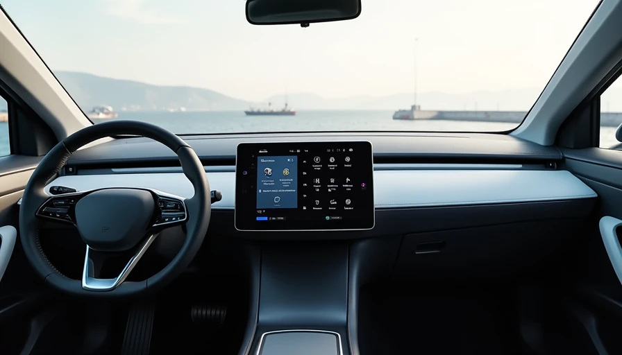 Chinese EV OTA Software Update Before and After Comparison — Plug & Drive Split comparison of Chinese EV dashboard interface before and after six months of OTA updates showing improved menu layout and new features added over time