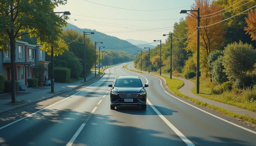 BYD Sealion 6 driving through city, suburban, and highway environments in one continuous road composition illustrating DM-i hybrid operating modes