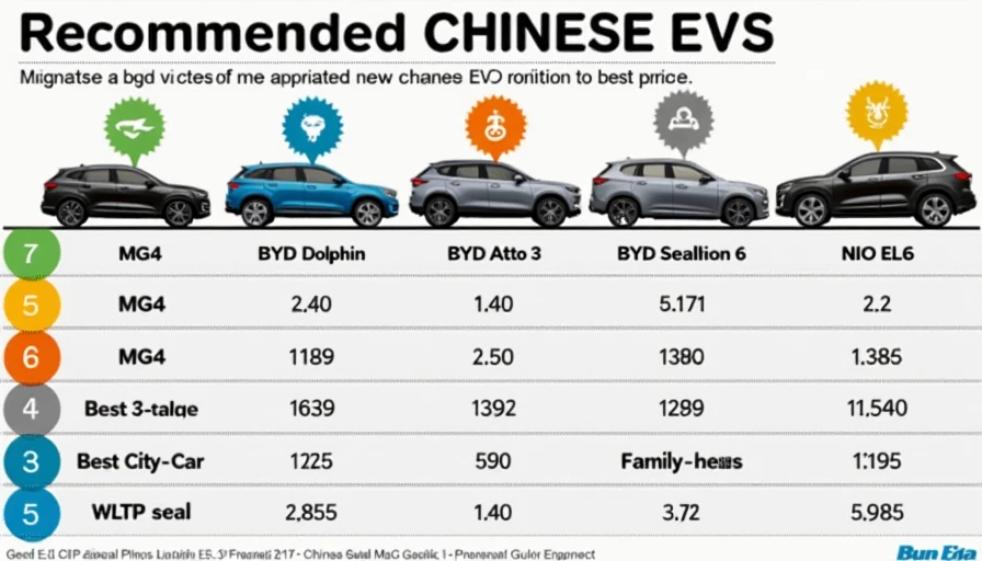 Best Chinese EVs 2026 comparison infographic showing MG4, BYD Dolphin, Atto 3, Sealion 6, Seal, and NIO EL6 ranked by price, range, and category recommendation